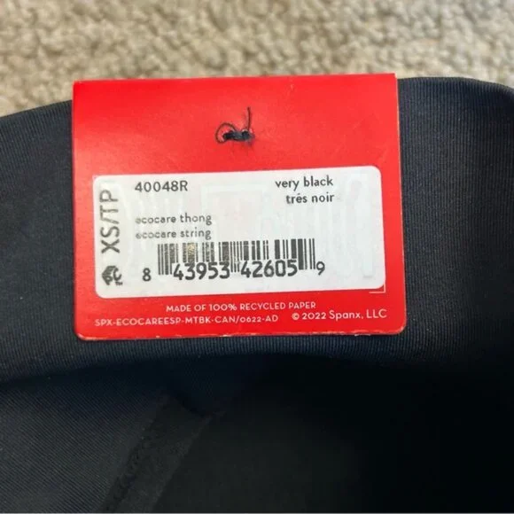 Spanx Ecocare thong black underwear panties Sz XS NWT - Picture 7 of 11